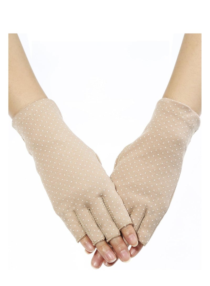 MahMir MahMir® UV Protection Driving Gloves Fingerless Gloves Non Slip Summer Outdoor Gloves for Women and Girls (Khaki)  - Image 5