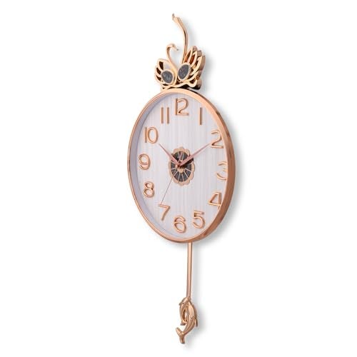 De'rons Silent Stylish Pendulum Wall Clock with Swan Emblem lolak Big Wall Clock with Pendulum for Living Room Bedroom Home Decor Gift Decorative Clocks 35 x 76 cm DC-2289PD (White) - Image 5