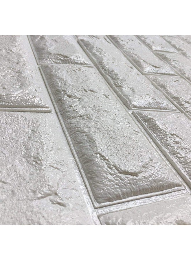 أس تس إل ورق حائط STL Brick - ملصقات حائط ثلاثية الأبعاد ذاتية اللصق من رغوة البولي إيثيلين بتصميم الطوب للمنزل والفندق وغرفة المعيشة وغرفة النوم والمقهى (70 × 77 سم، حوالي 5.8 قدم مربع) أبيض - عبوة من 25 - Image 2