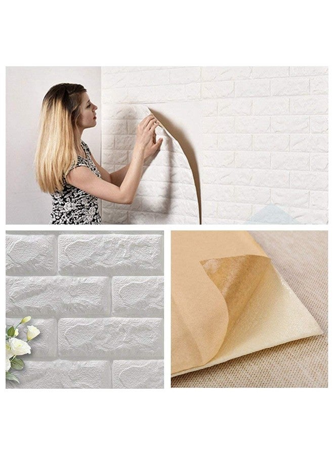 أس تس إل ورق حائط STL Brick - ملصقات حائط ثلاثية الأبعاد ذاتية اللصق من رغوة البولي إيثيلين بتصميم الطوب للمنزل والفندق وغرفة المعيشة وغرفة النوم والمقهى (70 × 77 سم، حوالي 5.8 قدم مربع) أبيض - عبوة من 25 - Image 4