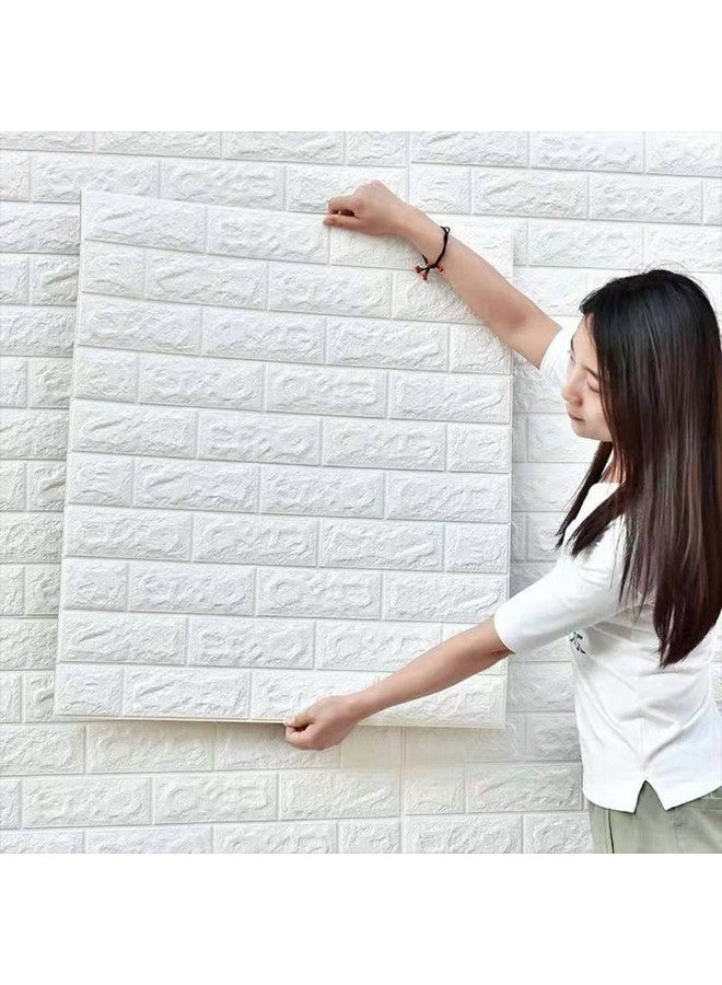 أس تس إل ورق حائط STL Brick - ملصقات حائط ثلاثية الأبعاد ذاتية اللصق من رغوة البولي إيثيلين بتصميم الطوب للمنزل والفندق وغرفة المعيشة وغرفة النوم والمقهى (70 × 77 سم، حوالي 5.8 قدم مربع) أبيض - عبوة من 25 - Image 1