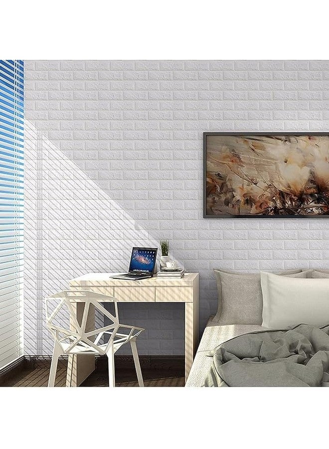 أس تس إل ورق حائط STL Brick - ملصقات حائط ثلاثية الأبعاد ذاتية اللصق من رغوة البولي إيثيلين بتصميم الطوب للمنزل والفندق وغرفة المعيشة وغرفة النوم والمقهى (70 × 77 سم، حوالي 5.8 قدم مربع) أبيض - عبوة من 25 - Image 3