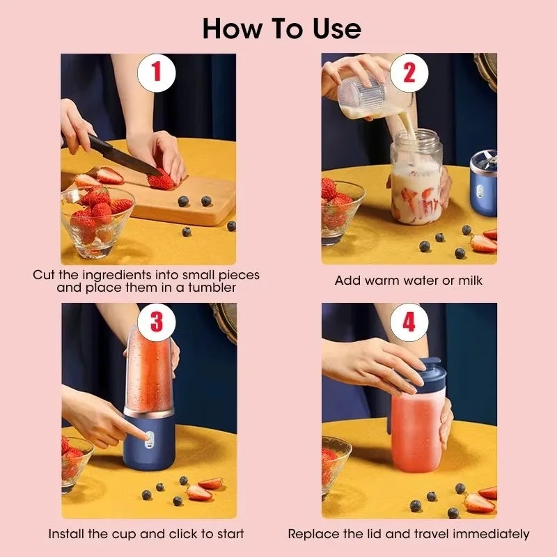 GIOIO Portable Fruit Juice Blenders Summer Personal Electric Mini Bottle Home USB 6 Blades Juicer Cup Machine For Kitchen - Image 5