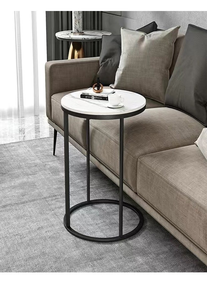 C&C Home - Set of 2 Multipurpose Nordic Japanese Style Marble Side Table Bedside Table Durable Coffee Table for Bedroom Living Room Home Office Furniture 40x60 and 30x50 cm (Fully Assembled) - Image 1