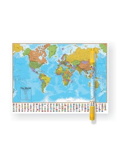 Waypoint Geographic Blue Ocean Series World Wall Map Laminated World Map Poster Educational Wall Art For Home Classroom Or Office Unique Gifts 51” X 38”  - Image 1