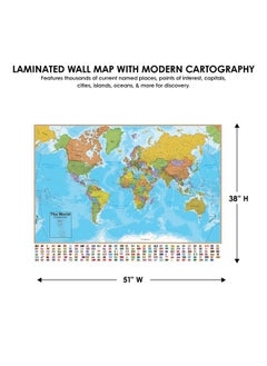 Waypoint Geographic Blue Ocean Series World Wall Map Laminated World Map Poster Educational Wall Art For Home Classroom Or Office Unique Gifts 51” X 38”  - Image 3