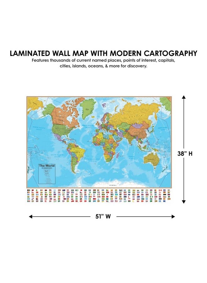 Waypoint Geographic Blue Ocean Series World Wall Map Laminated World Map Poster Educational Wall Art For Home Classroom Or Office Unique Gifts 51” X 38”  - Image 3
