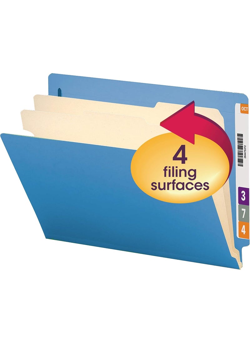 Smead Smead End Tab Classification File Folder 2 Dividers 2 Expansion Letter Size Blue 10 per Box 26836  - Image 2