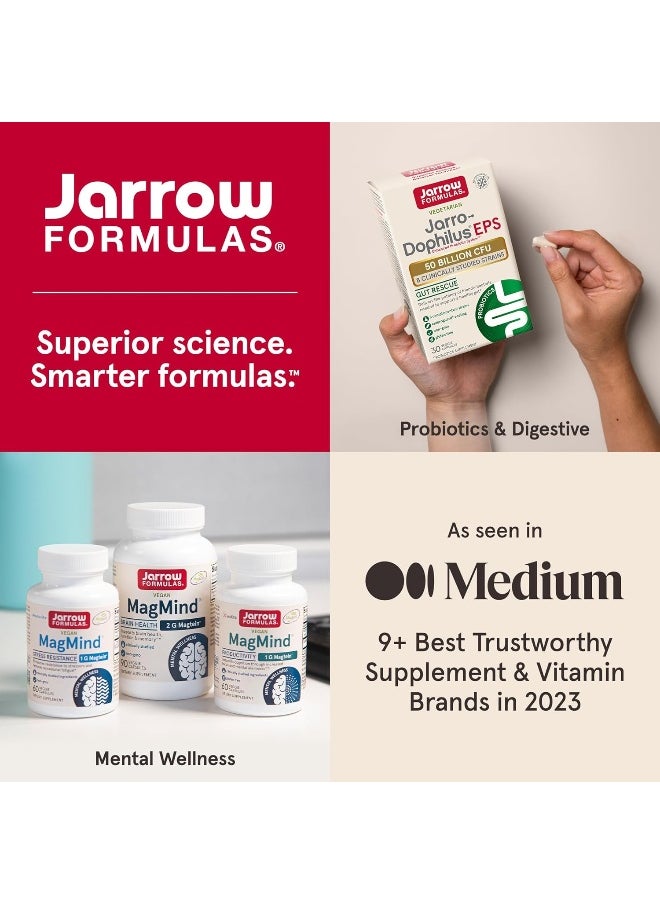 Jarrow Formulas MagMind - Includes Magnesium L-Threonate (Magtein) - Supports Brain Health & Function - 90 Capsules - 30 Servings