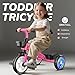 Umatoll Tricycle for Toddlers 25 Year Old Ajustable Toddler Bike Outdoor Toys Birthday Gift for Girl Boy Age 24 Trike with Light up Wheels Rose - Image 4
