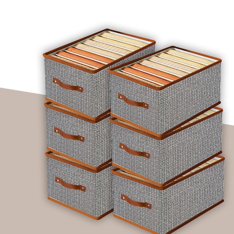 PRIME PICK PRIME PICK 7Layer Foldable Cloth Organizer with Metal Frame Breathable NonWoven Fabric Storage Box Washable Black White for Jeans TShirts Underwear Socks Pack of 6 Home Storage Solution - Image 1