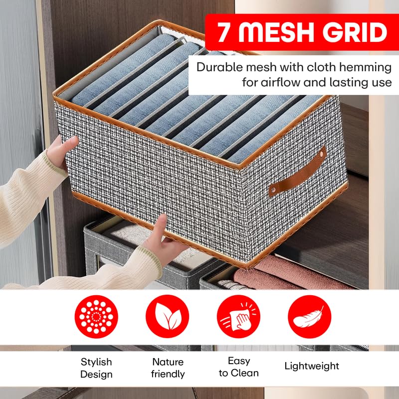 PRIME PICK PRIME PICK 7Layer Foldable Cloth Organizer with Metal Frame Breathable NonWoven Fabric Storage Box Washable Black White for Jeans TShirts Underwear Socks Pack of 6 Home Storage Solution - Image 5