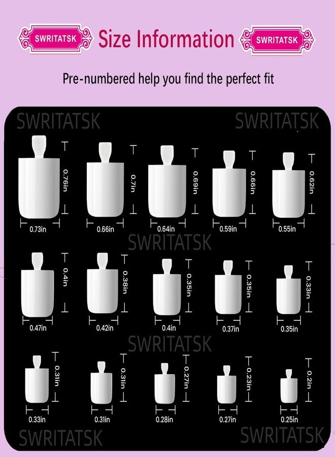 SWRITATSK White Toe Nail Press Ons, Press On Toenails for Women, White Toe Press On Nails Tips for Girl, Fake Toenails Square Toe Nail Tips False Toenails Artificial DIY 15 Sizes 150pcs - Image 2