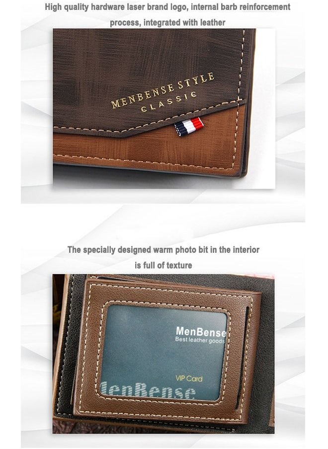 MenBense - Men's Short Wallet Stylish Card Holder & ID Bag  12*9.5*1.5cm - Image 1