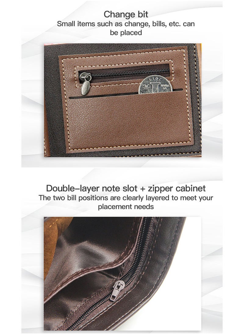 MenBense - Men's Short Wallet Stylish Card Holder & ID Bag  12*9.5*1.5cm - Image 1