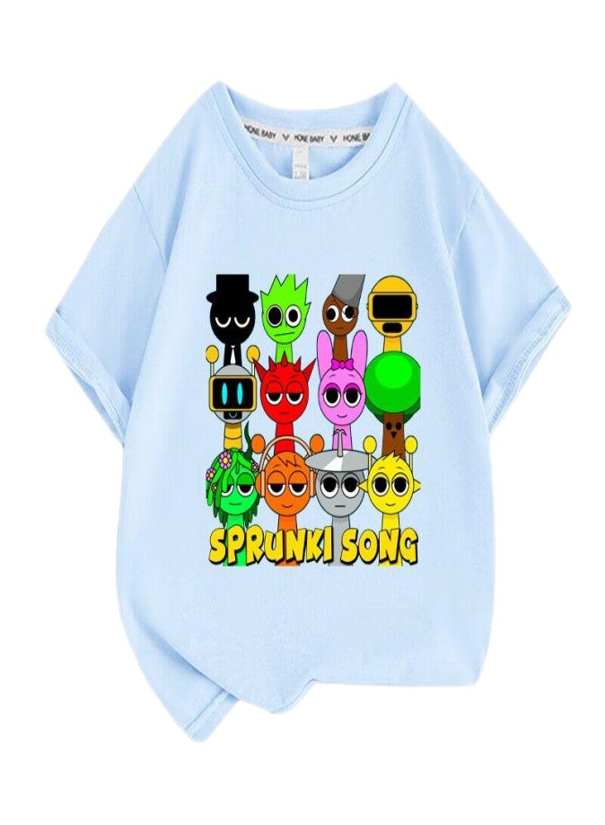 Sprunki Unisex Short Sleeve Stylish Top TShirt cotton Tee for Boys Girls Kid Children - Image 1