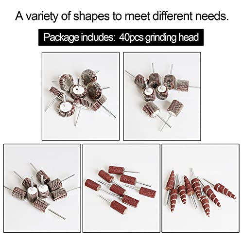 FPPO 40 PCS Abrasive Flap Wheel Sander,80 Grit 3mm Shank Diameter Cone Shape Abrasive Sandpaper Flap Sanding Wheel Grinding Head for Rotary Tool - Image 5
