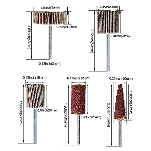 FPPO 40 PCS Abrasive Flap Wheel Sander,80 Grit 3mm Shank Diameter Cone Shape Abrasive Sandpaper Flap Sanding Wheel Grinding Head for Rotary Tool - Image 3