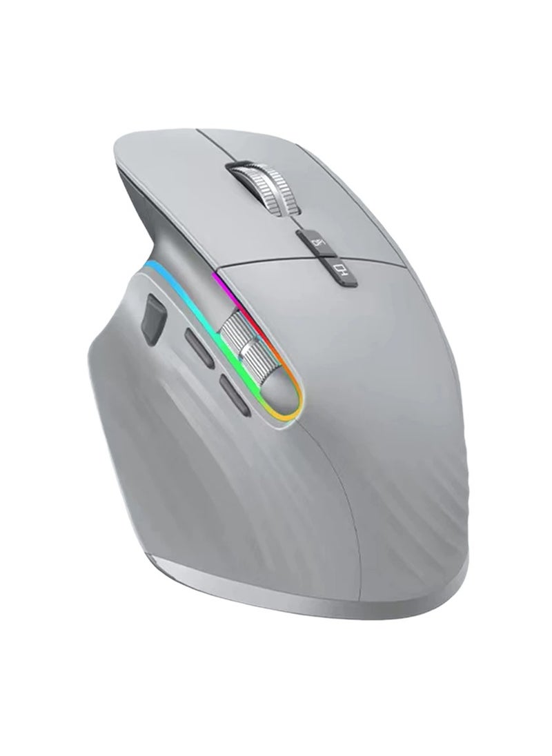 OGORUS - Multi-Device Wireless Mouse Bluetooth 5.0 & 3.0 Mouse 2.4G Wireless Portable Optical Mouse Ergonomic Right Hand Computer Mice (Grey) - Image 1