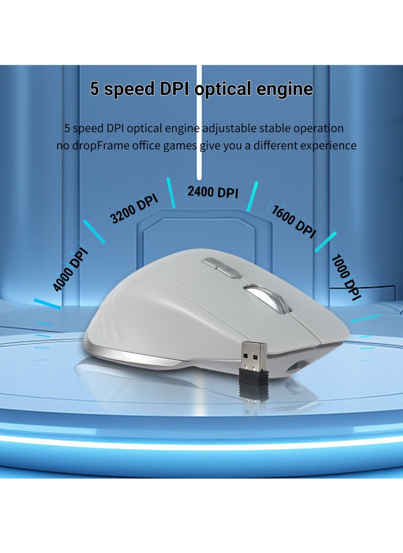 OGORUS - Multi-Device Wireless Mouse Bluetooth 5.0 & 3.0 Mouse 2.4G Wireless Portable Optical Mouse Ergonomic Right Hand Computer Mice (Grey) - Image 1