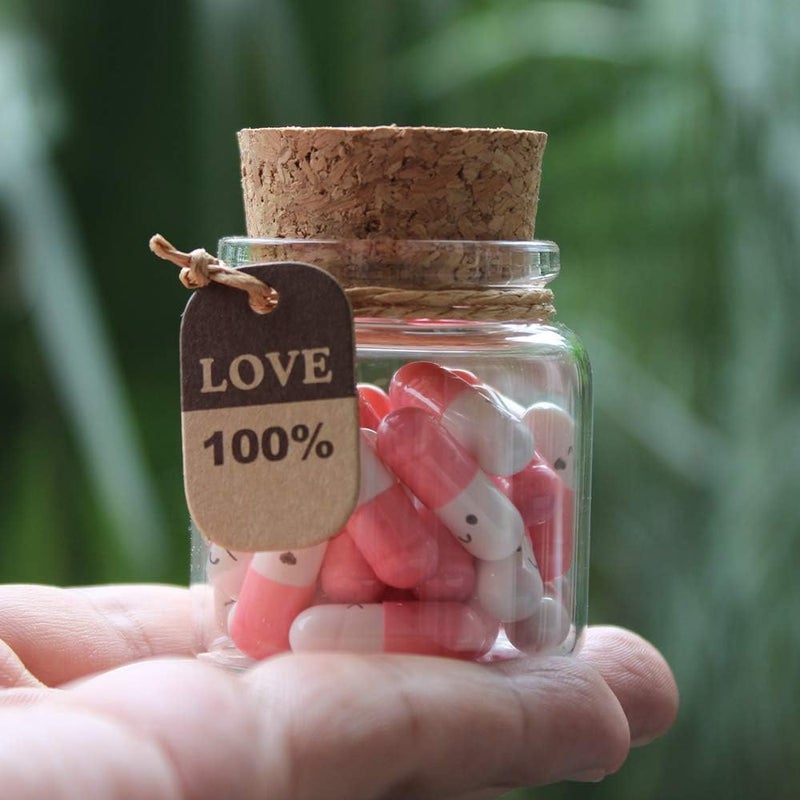 Infmetry Valentines Day Gifts For Her Him Boyfriend Girlfriend Capsule Notes Pills in a Glass Bottle Letter Messages For Couples Men Women (Pink 25pcs) - Image 4