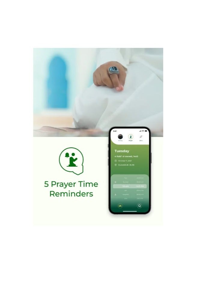 iQIBLA UMEOX iQIBLA Smart Zikr Ring Lite Black 22 MM - Image 3