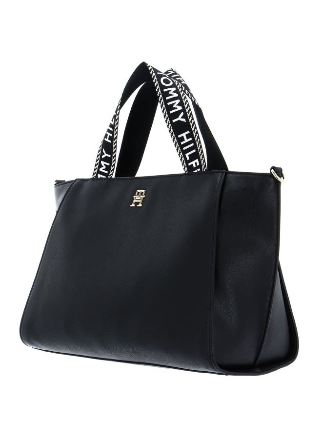 Hilfiger Denim Tommy Hilfiger Women’s Handbag AW0AW14469 BDS – Black Leather Elegant Everyday Tote Bag - Image 2