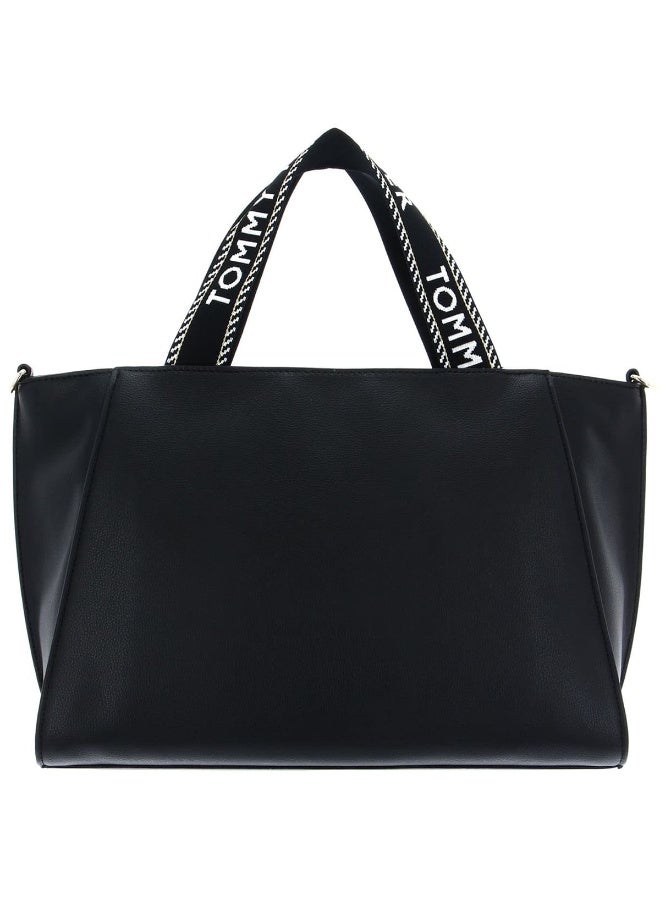 Hilfiger Denim Tommy Hilfiger Women’s Handbag AW0AW14469 BDS – Black Leather Elegant Everyday Tote Bag - Image 4