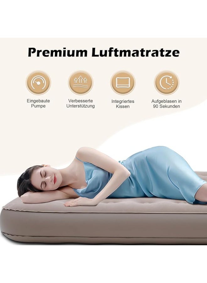 Manful Inflatable Mattress with Pump Portable Outdoor Air Mattress Foldable Single Thickened Flocking Mattress for Outdoor and Home - Image 2