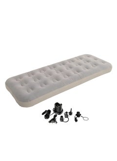 Manful Inflatable Mattress with Pump Portable Outdoor Air Mattress Foldable Single Thickened Flocking Mattress for Outdoor and Home  - Image 1