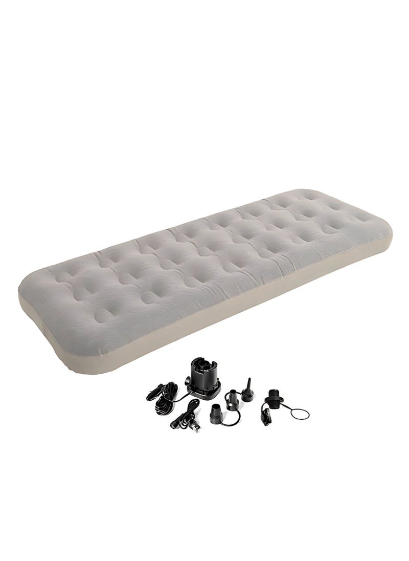 Manful Inflatable Mattress with Pump Portable Outdoor Air Mattress Foldable Single Thickened Flocking Mattress for Outdoor and Home  - Image 1
