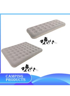 Manful Inflatable Mattress with Pump Portable Outdoor Air Mattress Foldable Single Thickened Flocking Mattress for Outdoor and Home  - Image 2