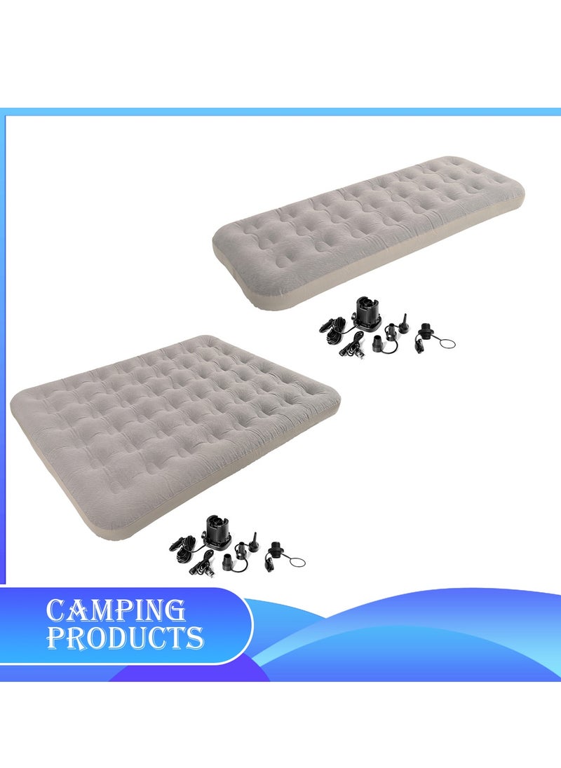 Manful Inflatable Mattress with Pump Portable Outdoor Air Mattress Foldable Single Thickened Flocking Mattress for Outdoor and Home  - Image 2