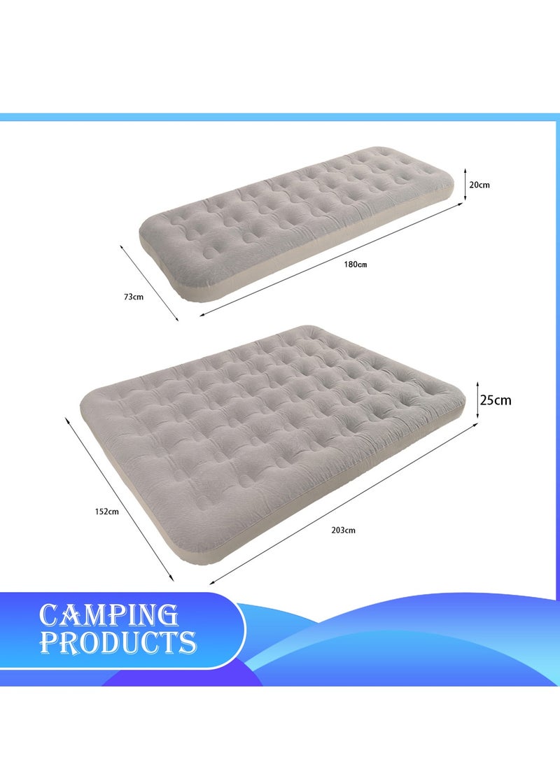 Manful Inflatable Mattress with Pump Portable Outdoor Air Mattress Foldable Single Thickened Flocking Mattress for Outdoor and Home  - Image 3