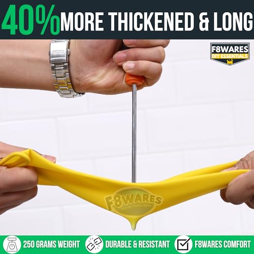 F8WARES 1 Pair 22 Inch Long Thick and Heavy Duty Rubber Gardening Gloves - Waterproof Garden Gloves for Home Garden, Farming & Agriculture Work Yellow (Large) - Image 2