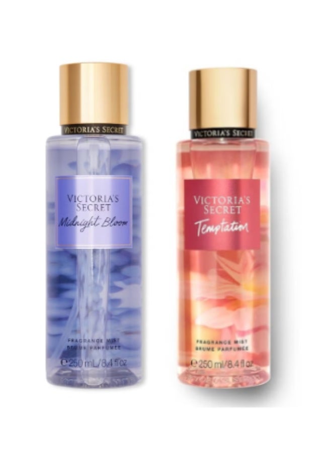 Victoria's Secret مجموعة رذاذ الجسم فيكتوريا سيكريت ميدنايت بلوم 250 مل و رذاذ الجسم فيكتوريا سيكريت تيمبتيشن 250 مل - Image 1