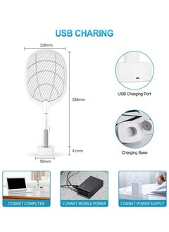 جينزي مضرب الذباب الكهربائي، 3500 فولت USB قابل لإعادة الشحن لقتل الحشرات مع قاعدة شحن، قاتل البعوض في المنزل وخارجه مع ضوء LED للبعوض والذباب والنحل والعث  - Image 5