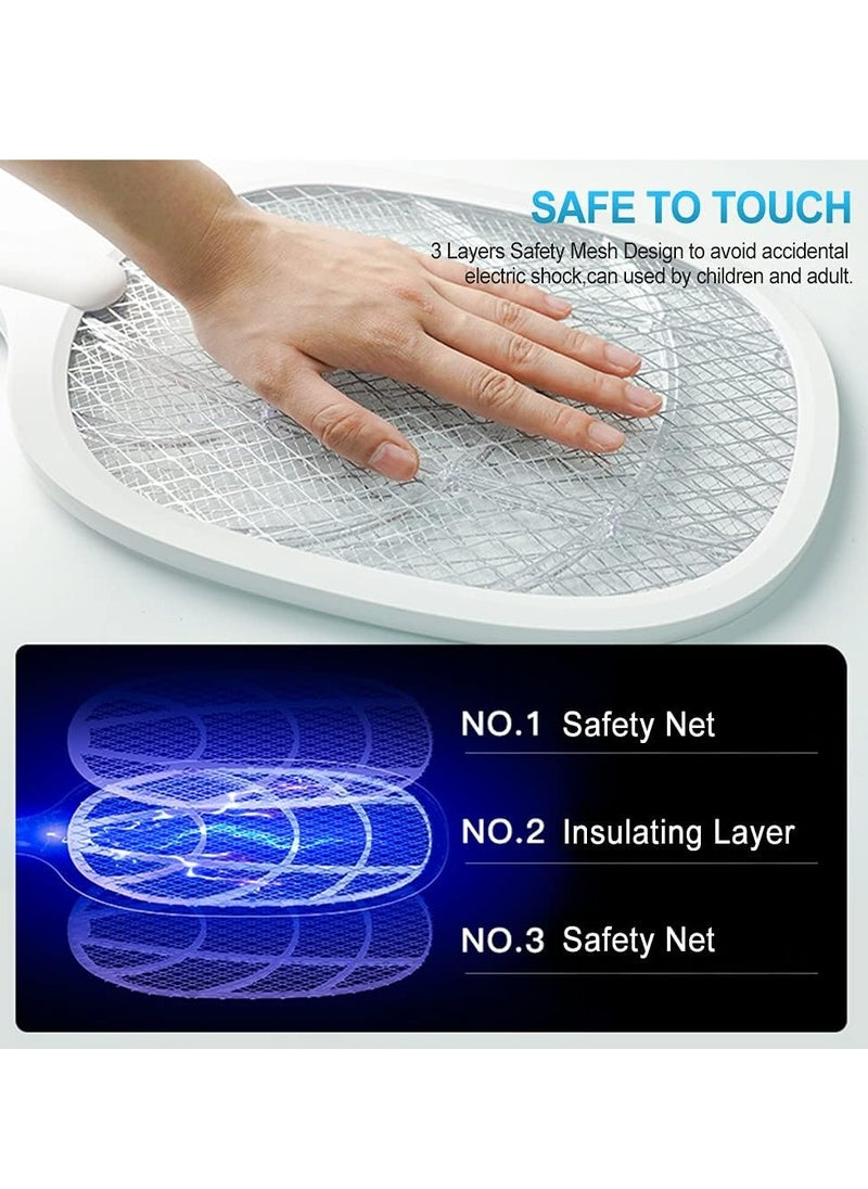 Genzy Electric Fly Swatter, 3500V USB Rechargeable Fly Killer Bug Zapper Racket with Charging Base, Home and Outdoor Mosquito Killer with LED Light for Mosquitoes, Flies, Bees, Moths  - Image 4