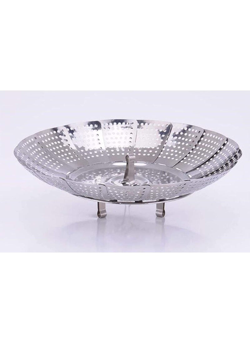 svk dream SVK Dream Stainless Steel Steamer Retractable, Metallic Stainless Steel Steamer Basket for Vegetable/Insert for Pots, Pans Foldable Multipurpose Fruit Bowl Steamer  - Image 2