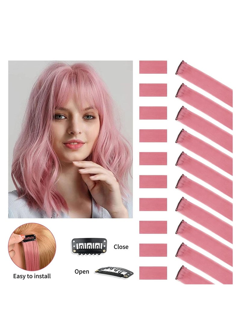 إستيل وصلات شعر وردي في وصلات شعر وردي وصلات شعر صناعية مستقيمة تسليط الضوء - Image 2