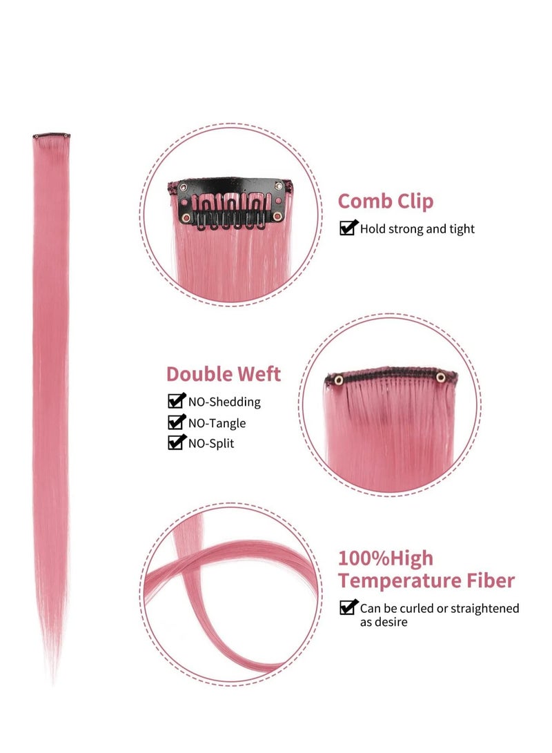 إستيل وصلات شعر وردي في وصلات شعر وردي وصلات شعر صناعية مستقيمة تسليط الضوء - Image 3