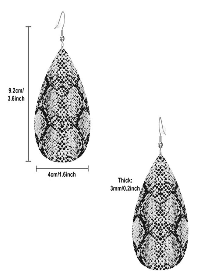 AIMASTZ Faux Leather Earrings Snake Skin Teardrop Dangle Earrings For Women - Image 3