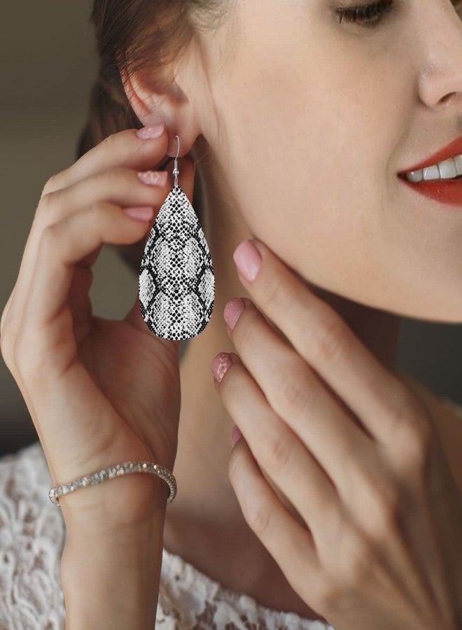 AIMASTZ Faux Leather Earrings Snake Skin Teardrop Dangle Earrings For Women - Image 5