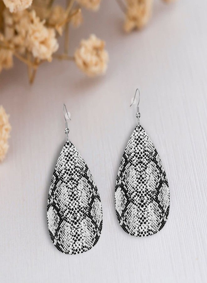 AIMASTZ Faux Leather Earrings Snake Skin Teardrop Dangle Earrings For Women - Image 4