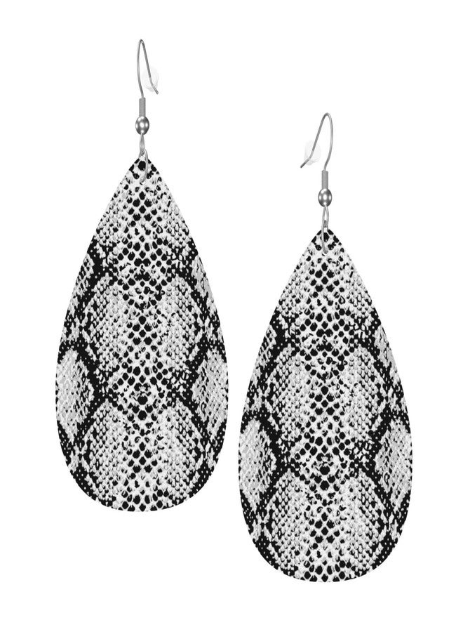 AIMASTZ Faux Leather Earrings Snake Skin Teardrop Dangle Earrings For Women - Image 1