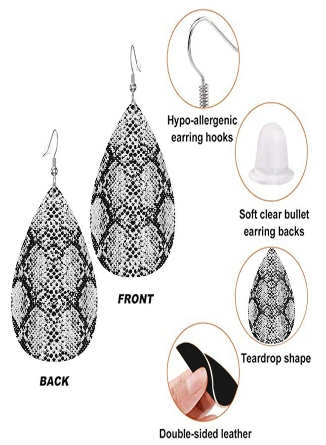 AIMASTZ Faux Leather Earrings Snake Skin Teardrop Dangle Earrings For Women - Image 2