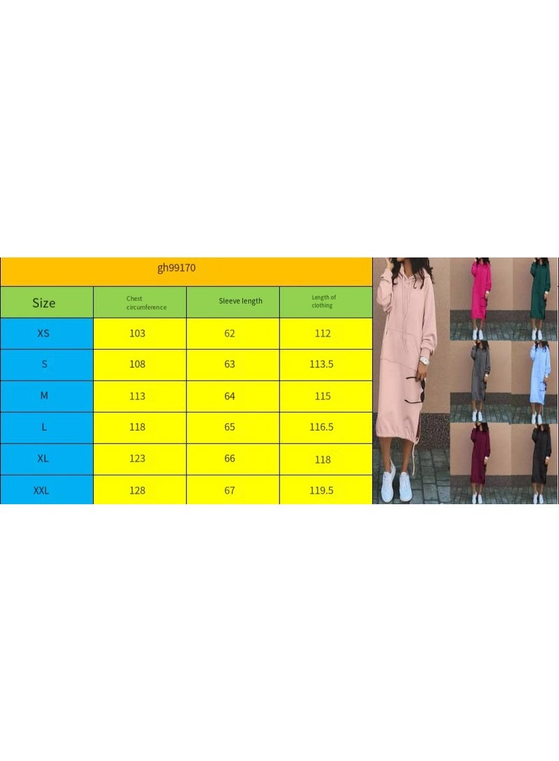 general Women's Casual Pullover Sweatshirt Sexy Side Slit Long Sleeve Hoodie Long Dress With Kangaroo Pocket - Image 2