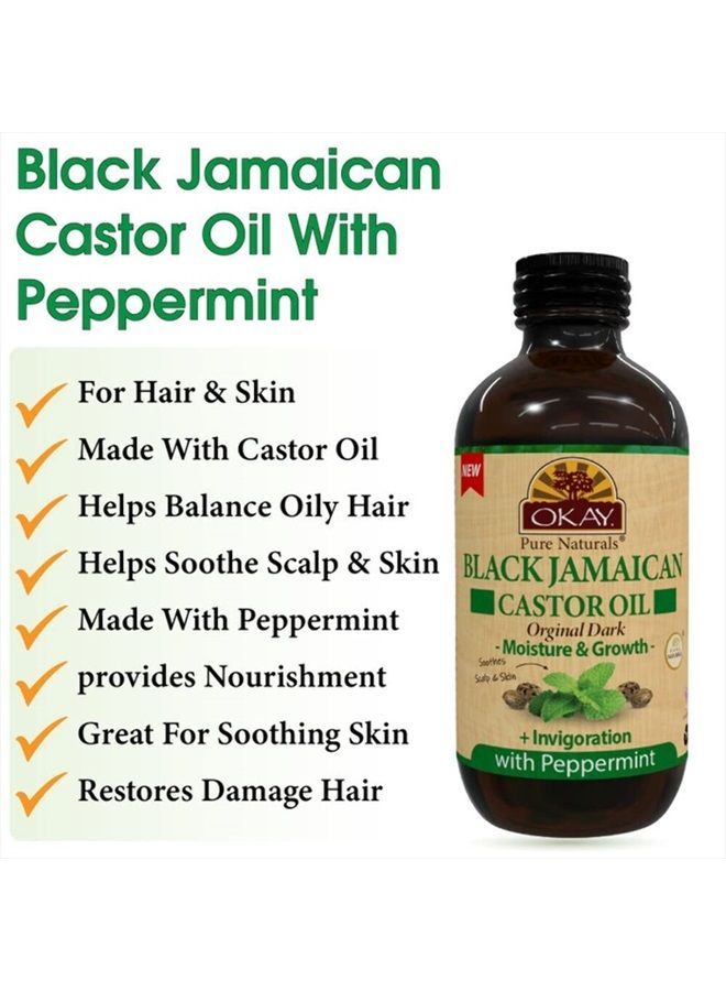 OKAY Black Jamaican Castor Oil Original Dark with Peppermint 4oz / 118ml - Image 5