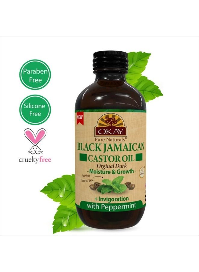 OKAY Black Jamaican Castor Oil Original Dark with Peppermint 4oz / 118ml - Image 4