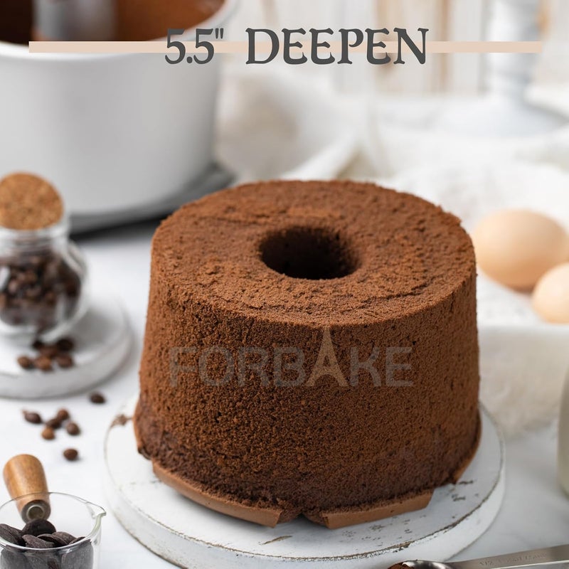 FOR BAKE 7" Non-Stick Chiffon Cake Pan, Deep 5.5 Inches, 2 Removable Bottoms Flat & Tube, Anodized Aluminum Alloy Rustless Angel Food Cake Tube Baking Mold, Oven Dishwasher Safe, Silver - Image 4